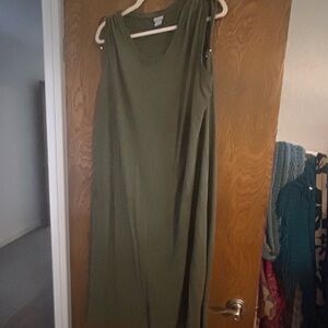 Chico's Olive Green V-Neck Sleeveless Maxi Dress